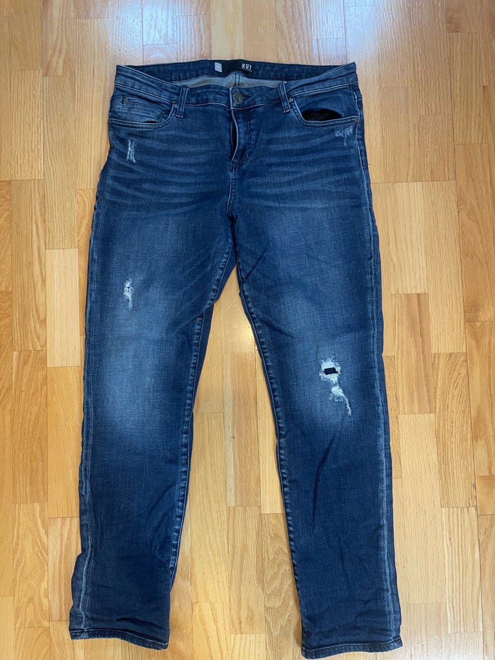 KUT Dark Blue Distressed Skinny Jeans